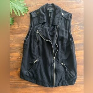 Lucky Brand Black linen Moto Sleeveless Vest